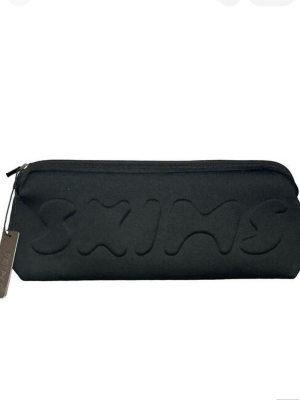 SKIMS Neoprene Make up Pouch Onyx Black Embossed Logo Zipper Travel Bag